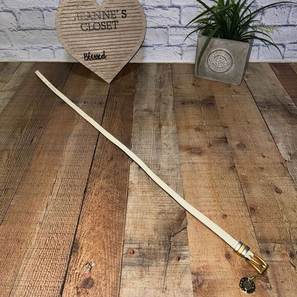 Streets ahead cream colored skinny thin belt L - Picture 5 of 13